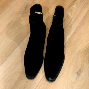 Yves Saint Laurent Black Suede Ankle Zip Boots